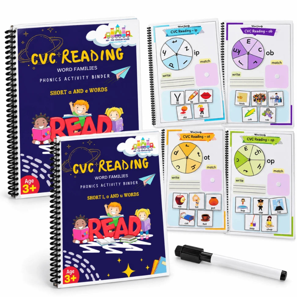 CVC Reading Phonics Activity Binder for Kids | Word Building & Early Reading Kit