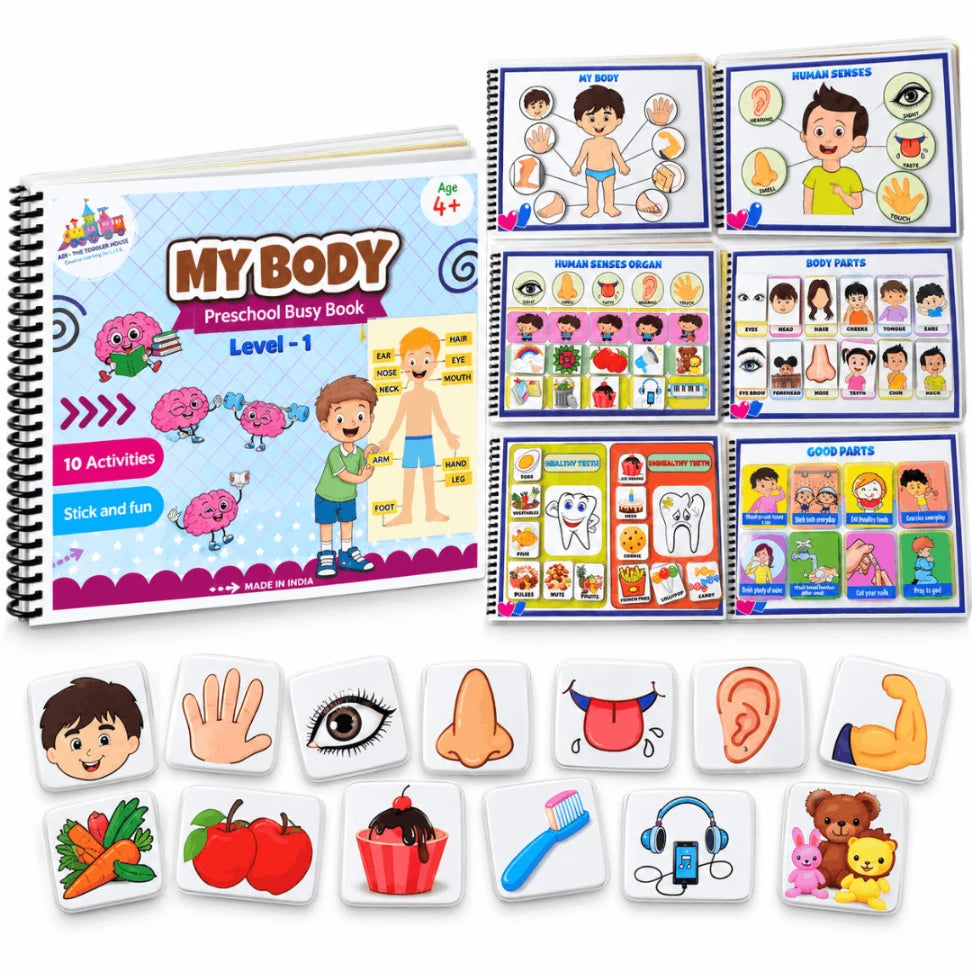 My Body Level 1 Preschool Busy Book | Human Body & Body Parts Learning Activity Book for Kids 2–5 Years