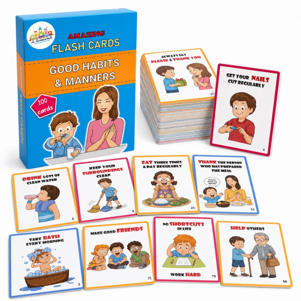 Good Habits & Manners Flashcards for Kids | 50 Laminated Learning Cards | Ages 2–6