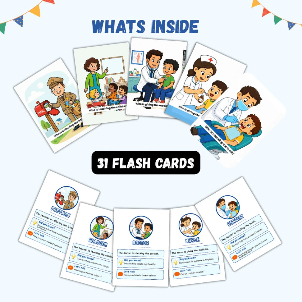 Community helpers flashcards for kids