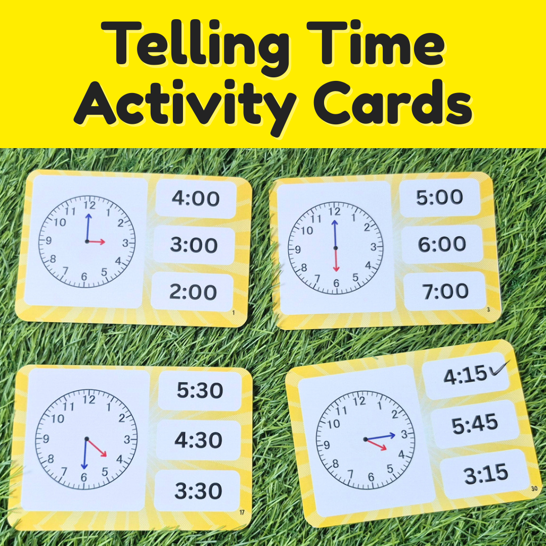 Wipe and clean clock learning cards for children