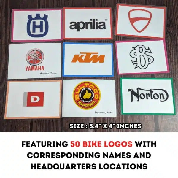 Learning bike logos and names with flashcards