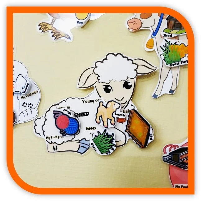 Farm Animals Wall Stickers for Preschool Learning