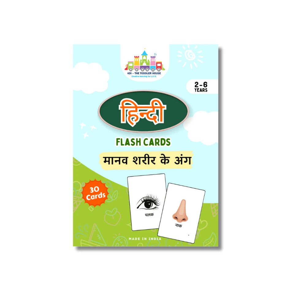 Body Parts Flash Card - Hindi