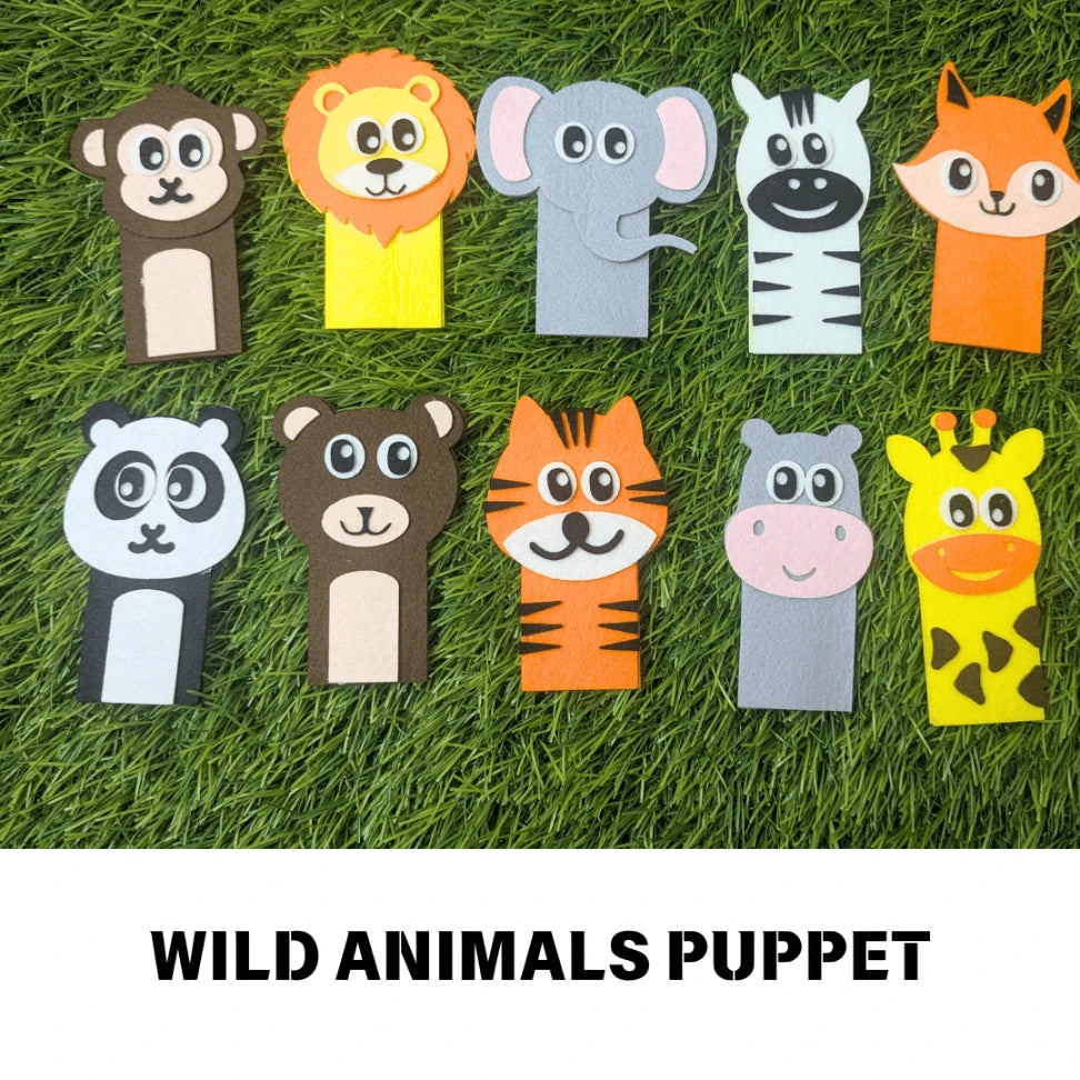 soft felt jungle animal puppets