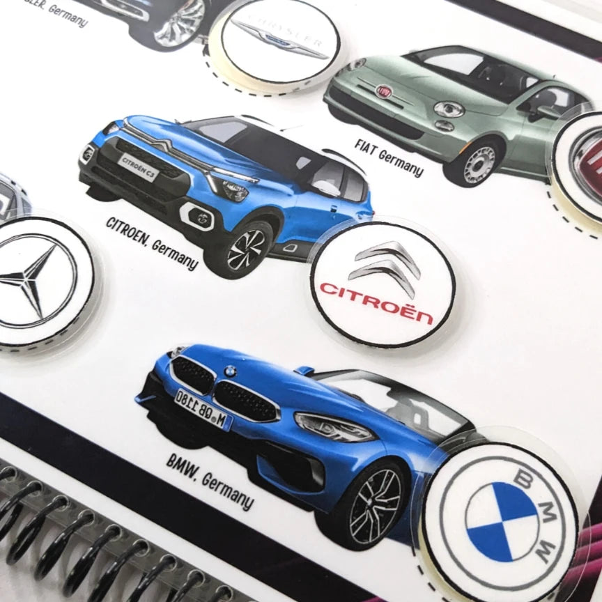 Educational car logo busy book for preschoolers