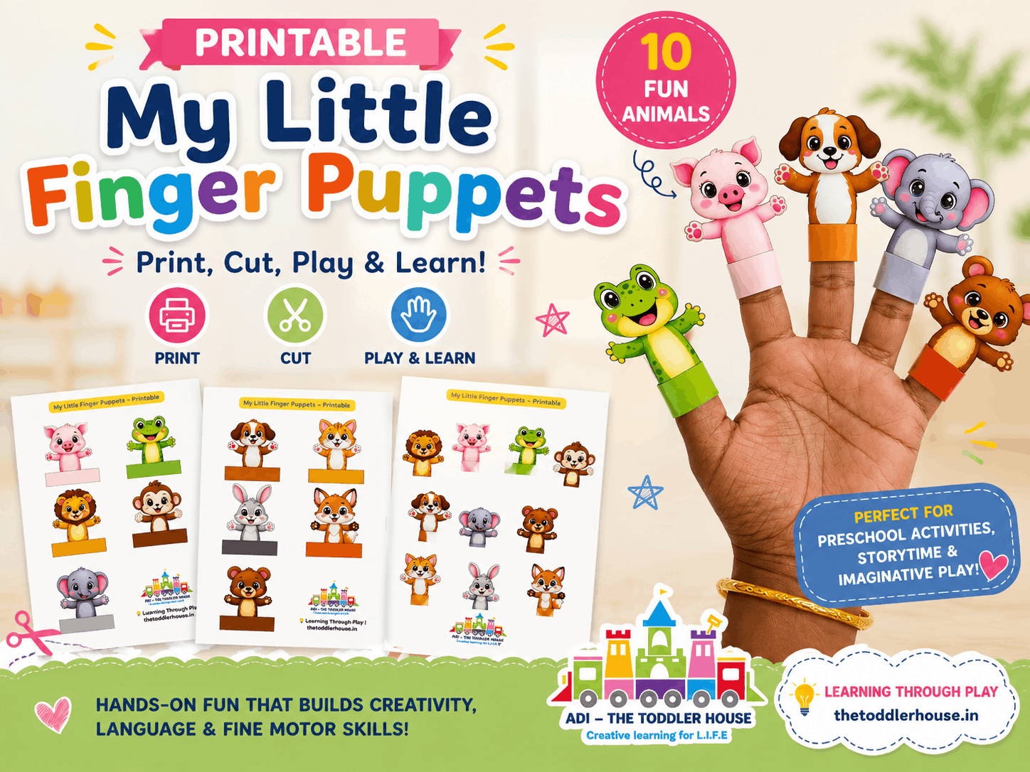 My Little Finger Puppets Printable (Free Animal Finger Puppet Craft)