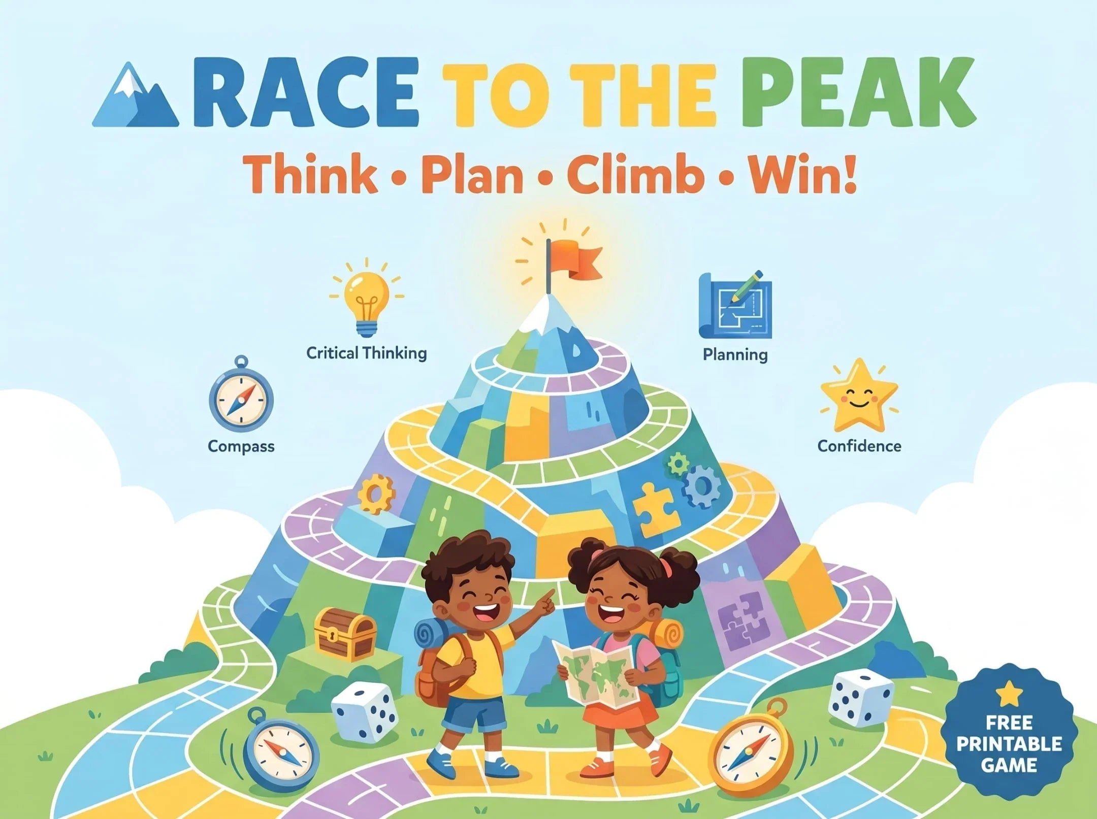 Race to the Peak – Free Printable Strategy Game for Kids