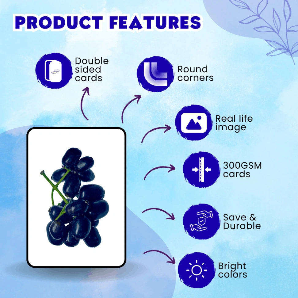 Telugu Fruits & Vegetables Flash Cards for Kids | Montessori Learning Cards (Ages 2–6)
