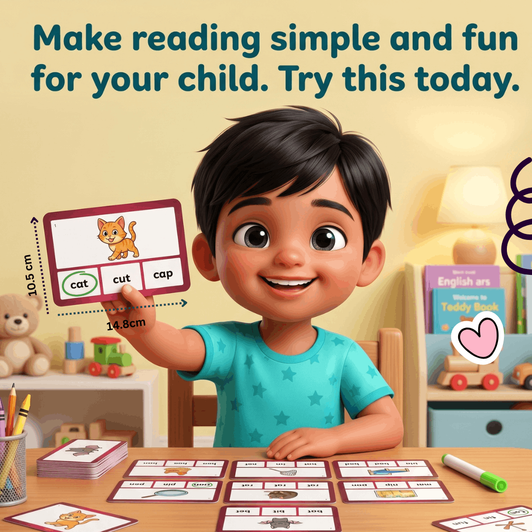 Short vowel phonics cards