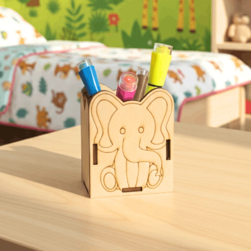 DIY Wooden MDF Pen Stand Craft Kit for Kids | Paint & Assemble Activity Toy (4+ Years)