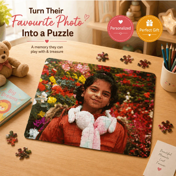 Personalized Photo Puzzle for Kids with Keychain & Fridge Magnet