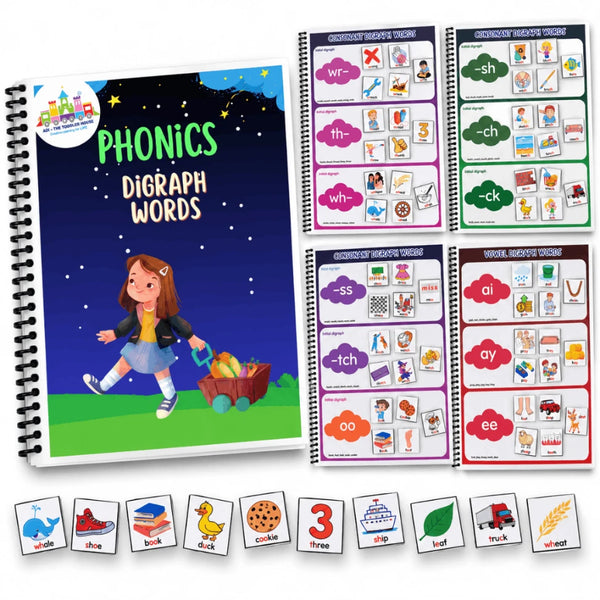 Digraph Words Phonics Book for Kids | 22 Consonant & Vowel Digraph Sounds | Reusable A4 Phonics Activity Book