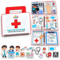 Doctor Suitcase Pretend Play Busy Book for Kids | Interactive Montessori Medical Role Play Activity Book Age 3+