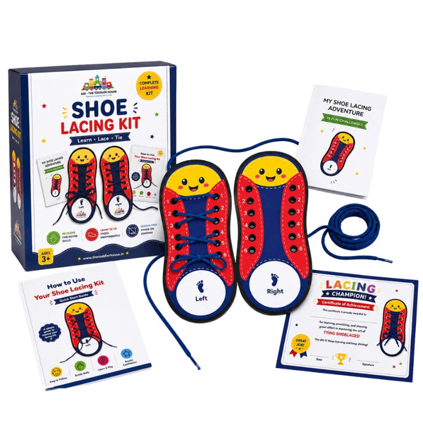 Montessori Shoe Lacing Kit for Kids | Learn Shoelace Tying, Left & Right | Fine Motor Skills Toy (Ages 3+)