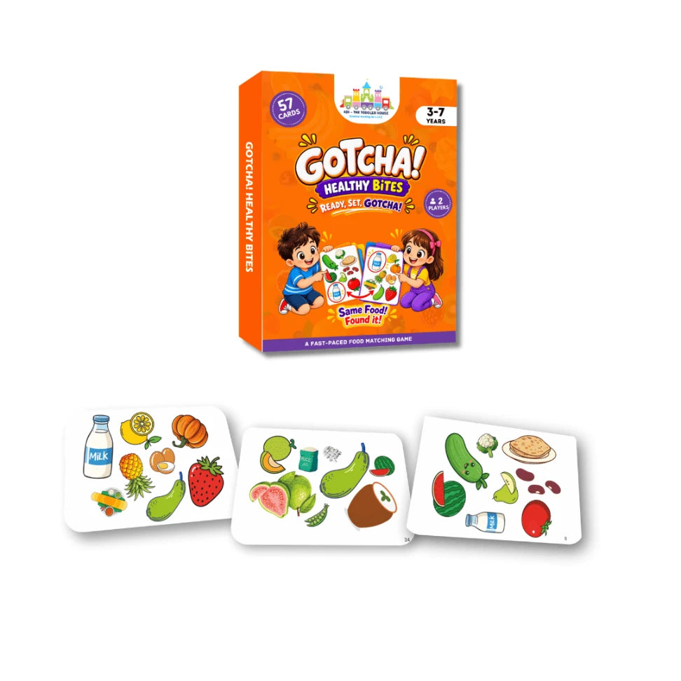 Gotcha! Healthy Bites – Food Matching Card Game for Kids | Educational Preschool Game | Screen-Free Learning Activity | 3+ Years