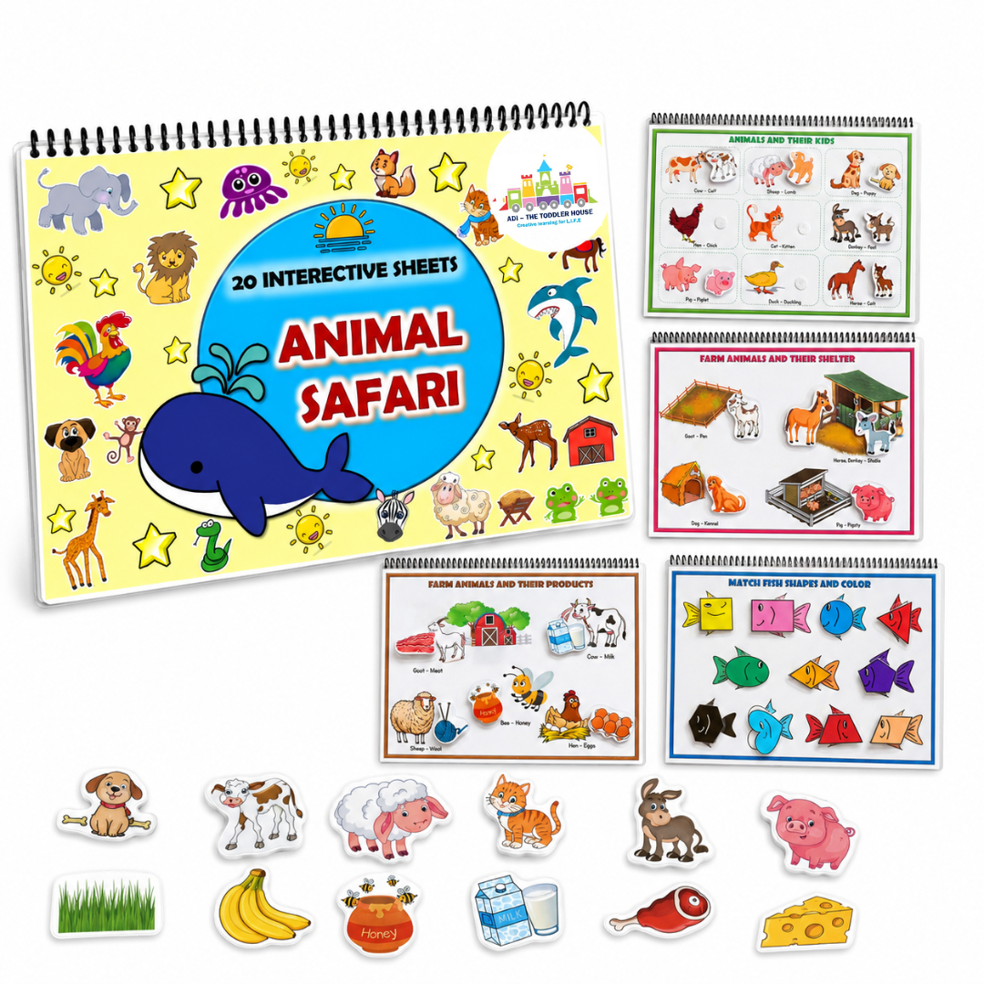 Animal Safari Busy Book for Toddlers 18 Months+ | Montessori Animal Activity Book with 20 Interactive Velcro Activities