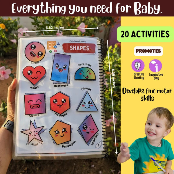 Montessori Quiet Book for Toddlers | 15-in-1 Reusable Busy Book | Ages 1–4