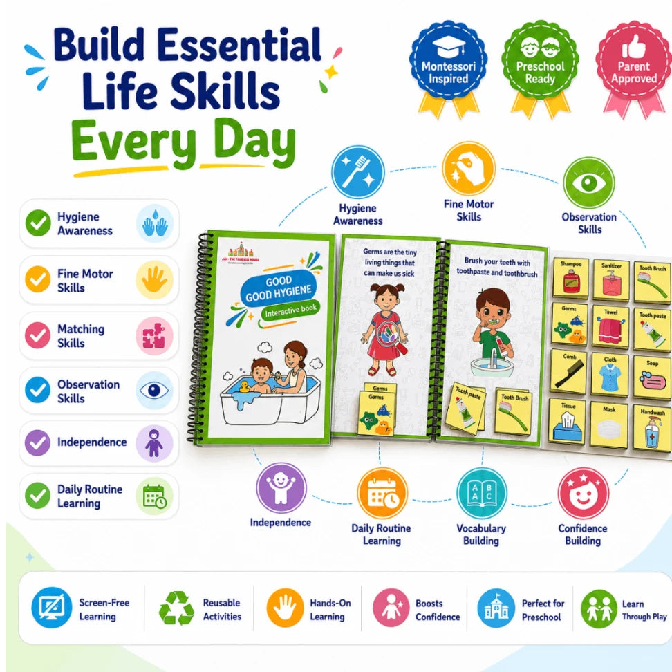 Good Hygiene Busy Book for Toddlers (2+ Years) | Interactive Montessori Learning Activity Book