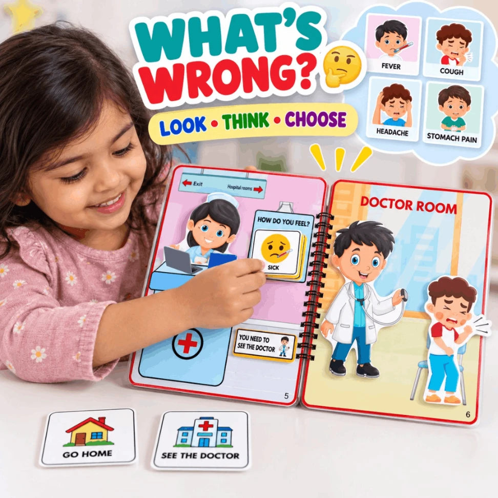Doctor Suitcase Pretend Play Busy Book for Kids | Interactive Montessori Medical Role Play Activity Book Age 3+