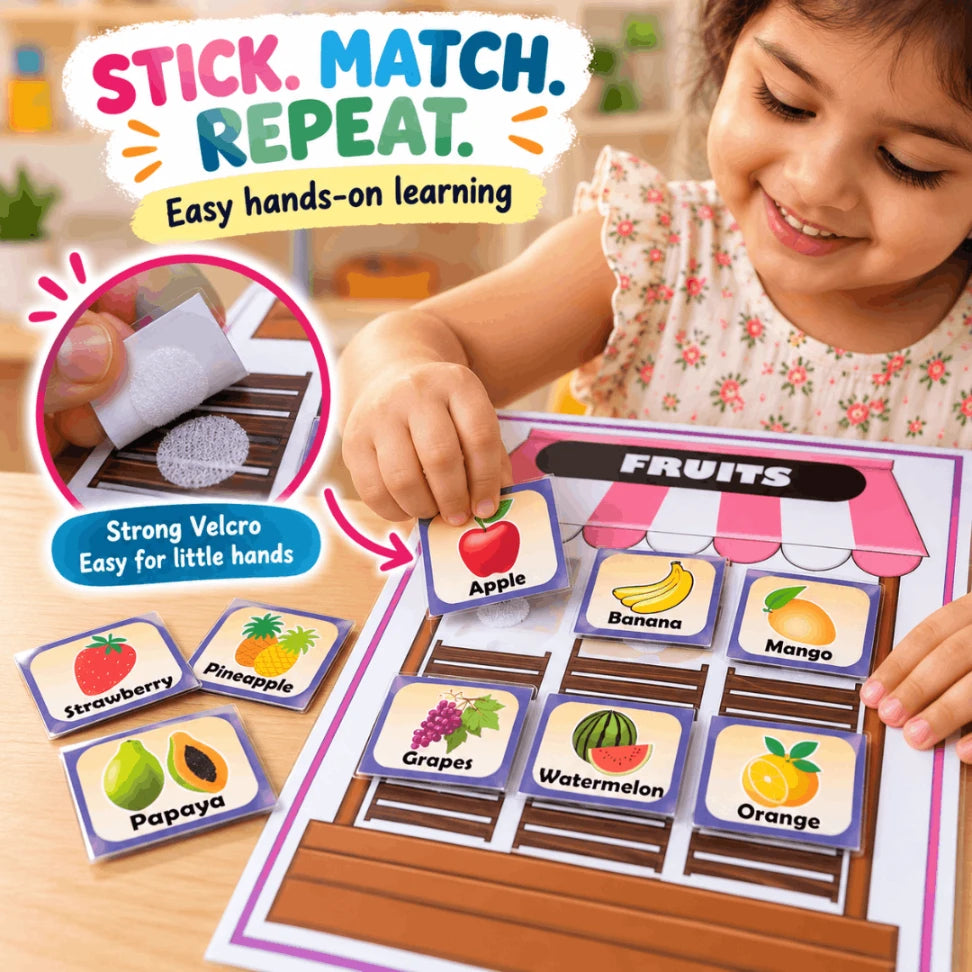 Shopping Cart Pretend Play Kit for Toddlers | Fruits & Vegetables Learning Activity | Montessori Preschool Learning Toy