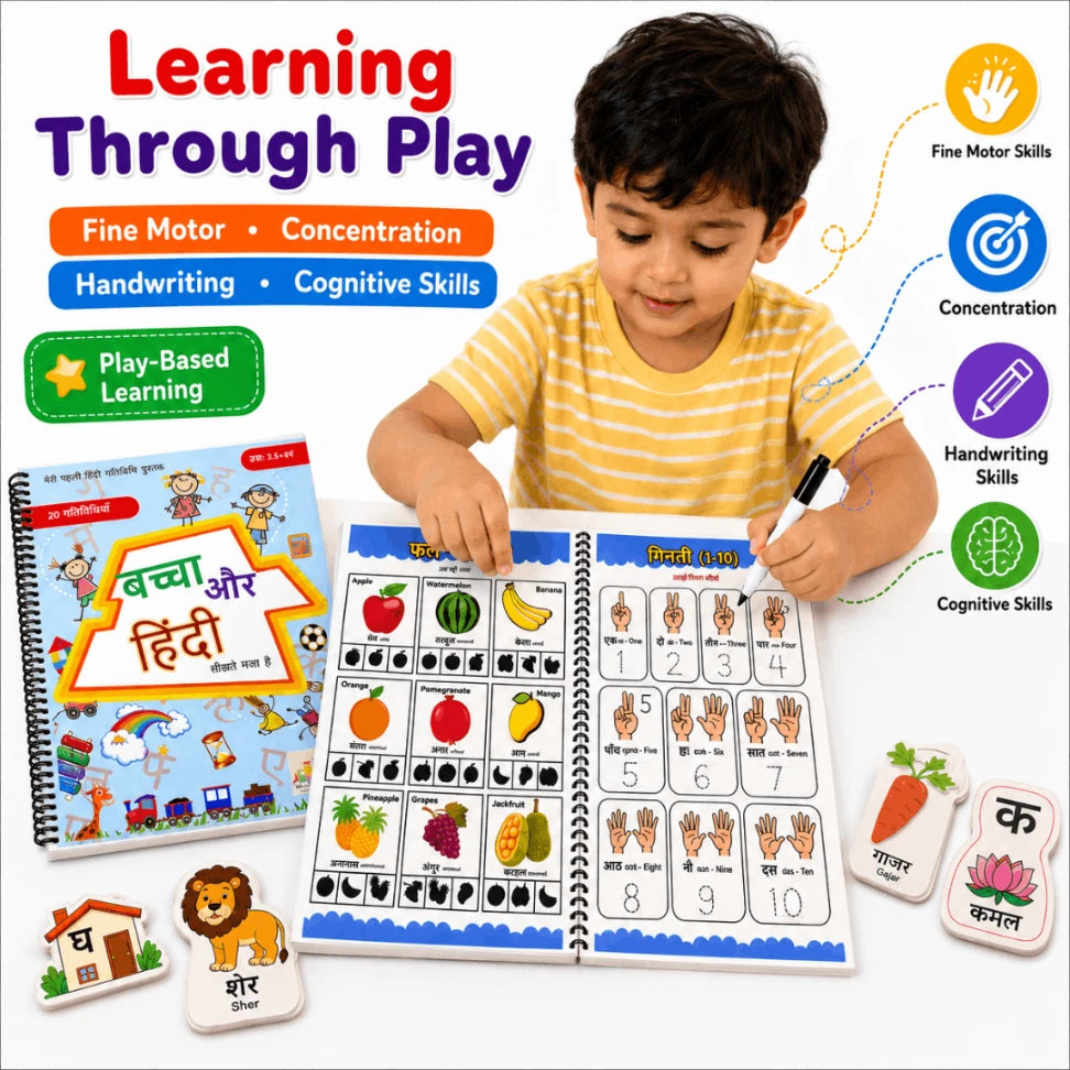 Baccha Aur Hindi Activity Book for Kids | Preschool Hindi Learning & Tracing Book | Ages 2–3.5 Years