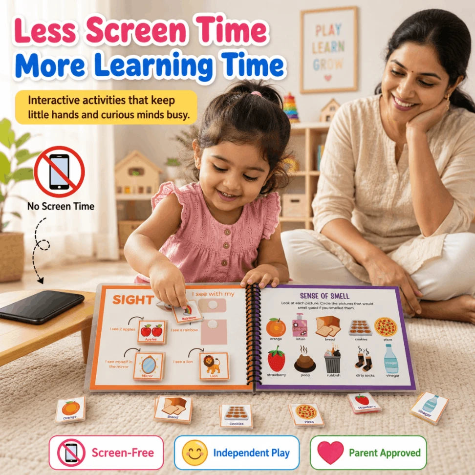Five Senses Busy Book for Kids | Montessori Sensory Learning Activity Book | Reusable Preschool Toy (Age 2.5+)  Why this title wo