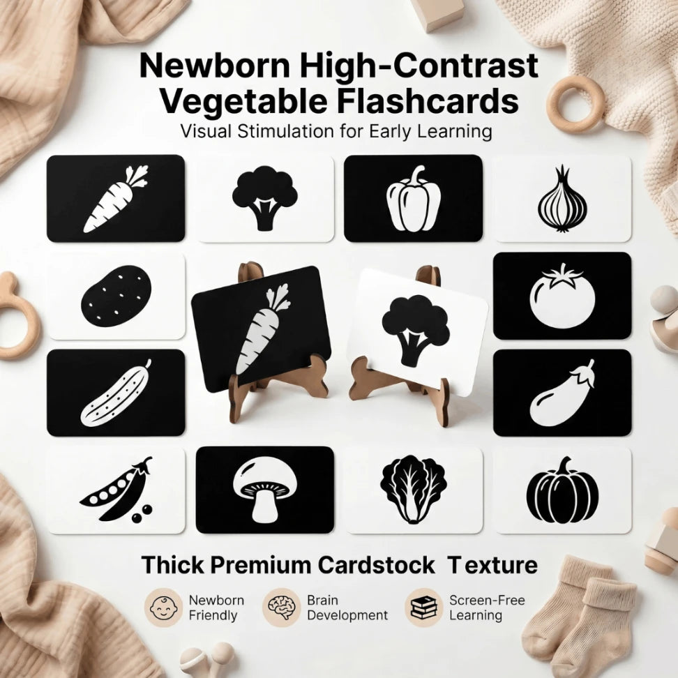 Newborn High-Contrast Vegetable Flashcards