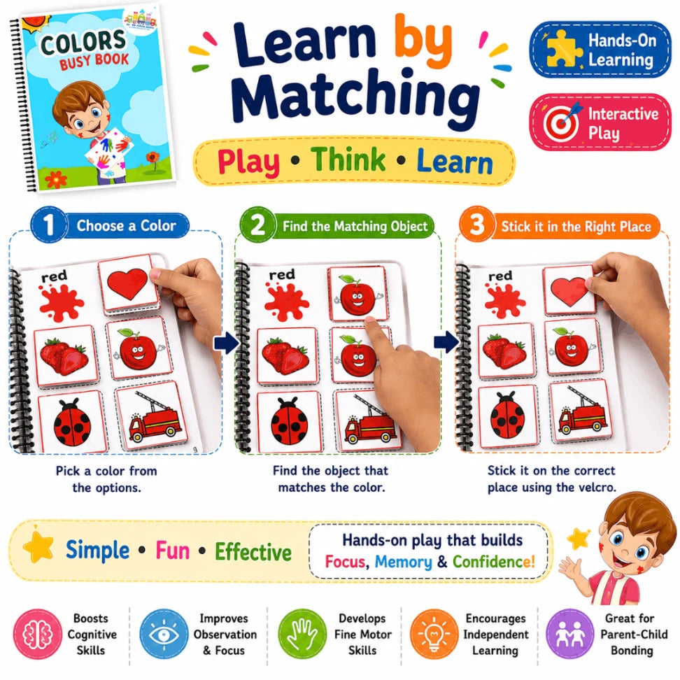 Colors Busy Book for Kids | Color Matching & Recognition Activity Book | Preschool Learning Toy Age 3+