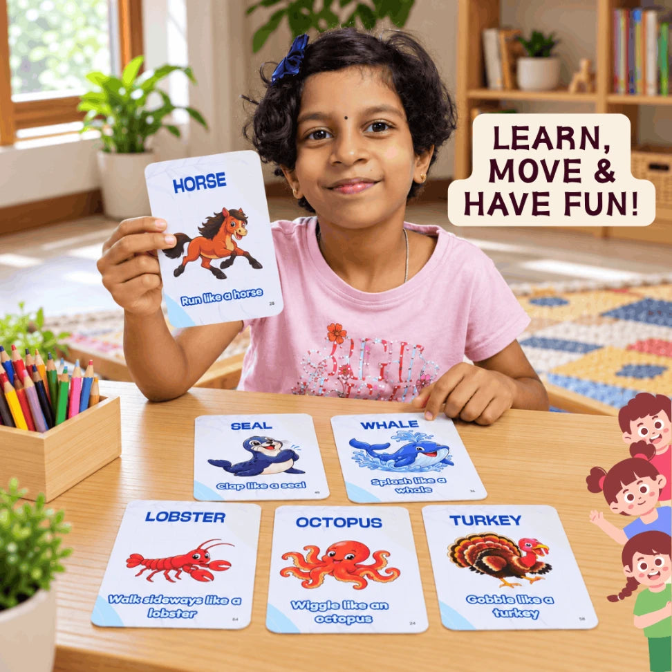 Animal exercise cards for kids