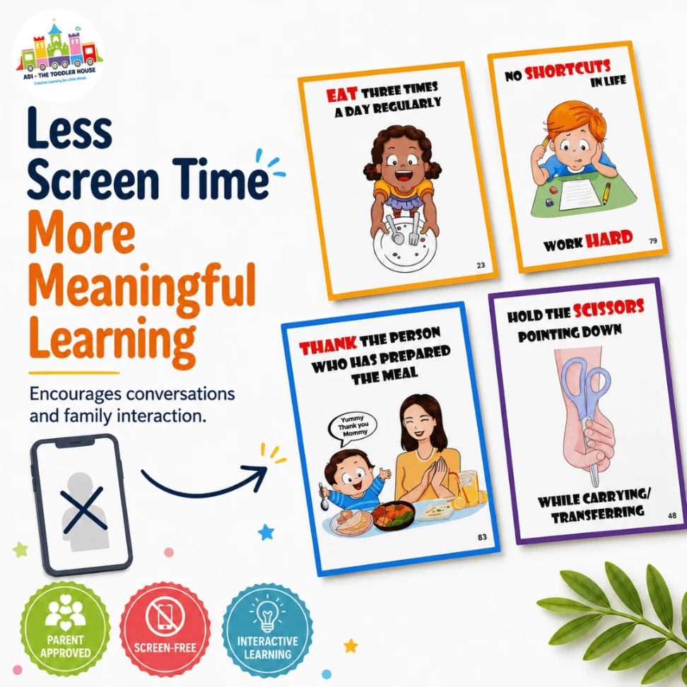 Good Habits & Manners Flashcards for Kids | 50 Laminated Learning Cards | Ages 2–6