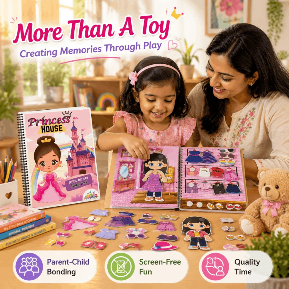 Princess House Pretend & Play Busy Book | Reusable Montessori Activity Book for Kids (3–6 Years)