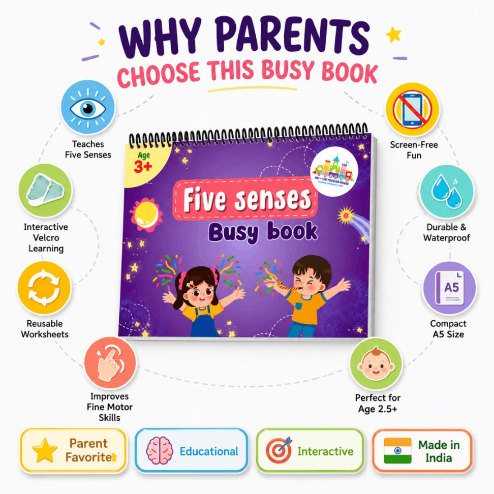 Five Senses Busy Book for Kids | Montessori Sensory Learning Activity Book | Reusable Preschool Toy (Age 2.5+)  Why this title wo