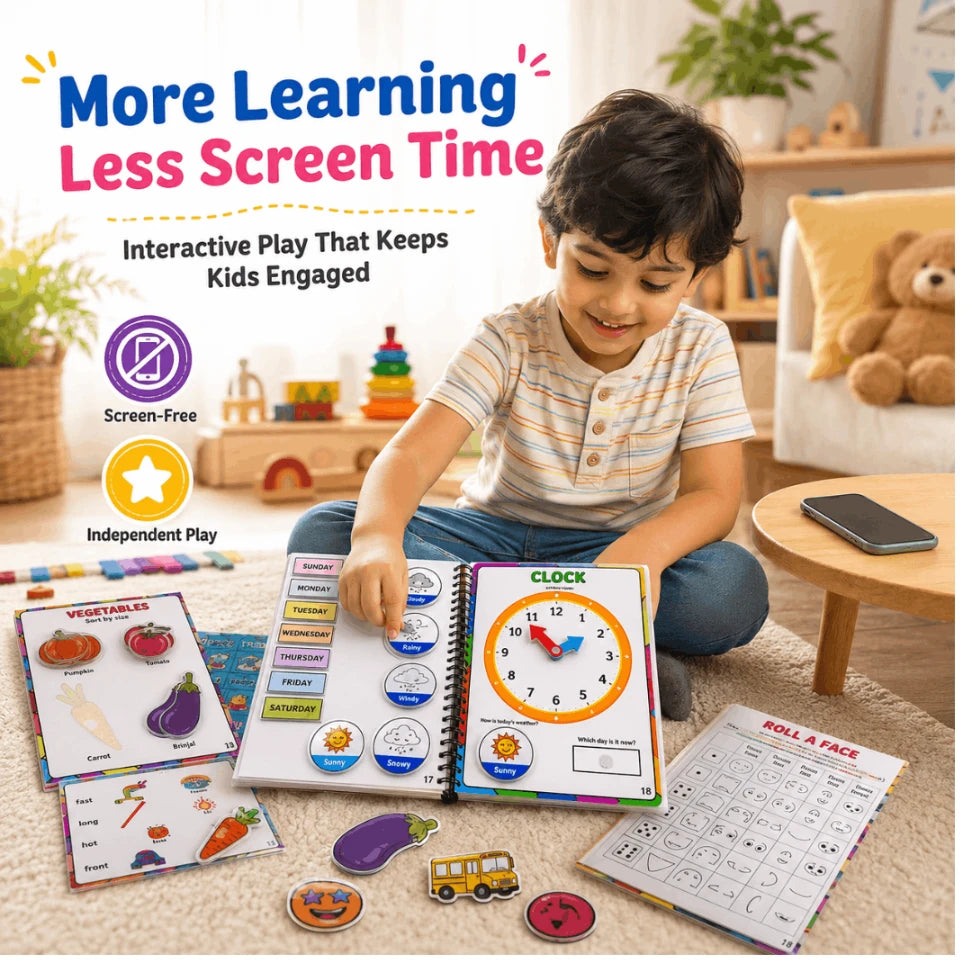 Hey Baby Preschool Busy Book | 20 Reusable Montessori Matching & Tracing Activities for Kids (Age 2–5 Years)