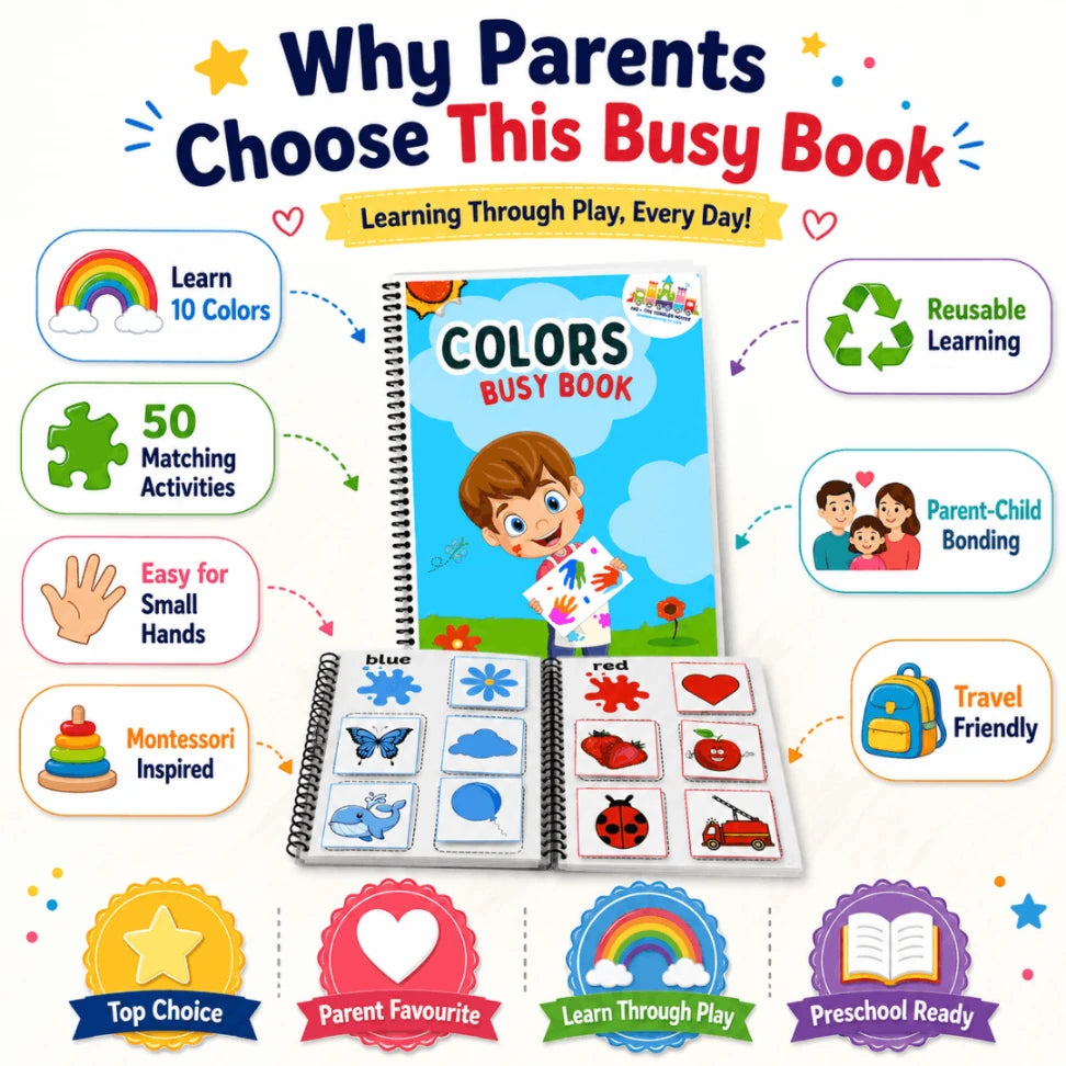 Colors Busy Book for Kids | Color Matching & Recognition Activity Book | Preschool Learning Toy Age 3+
