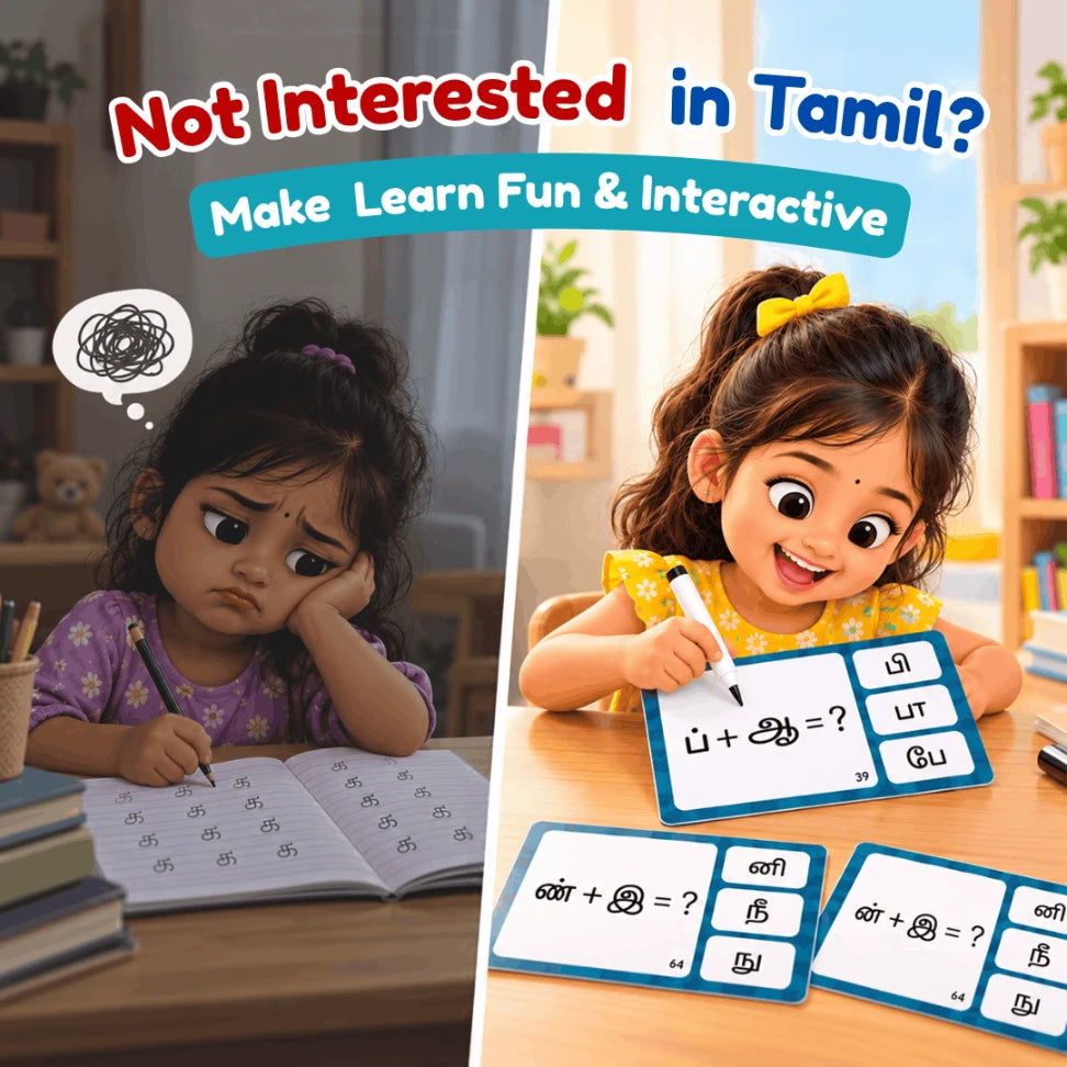 Tamil Uyirmei learning cards for kids aged 3–6