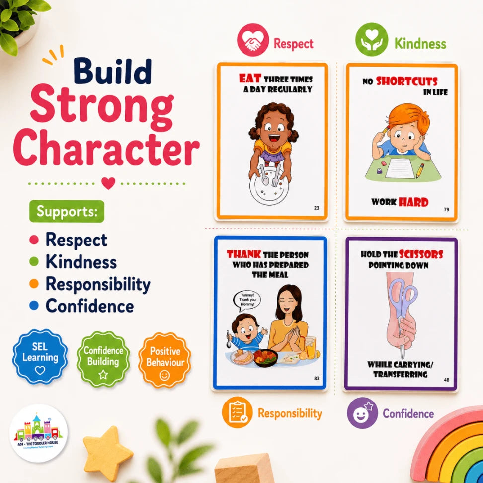 Good Habits & Manners Flashcards for Kids | 50 Laminated Learning Cards | Ages 2–6
