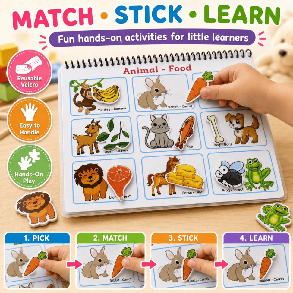Animal Busy Book for Toddlers | 10 Reusable Animal Learning Activities | Montessori-Inspired Educational Book for Kids 2+