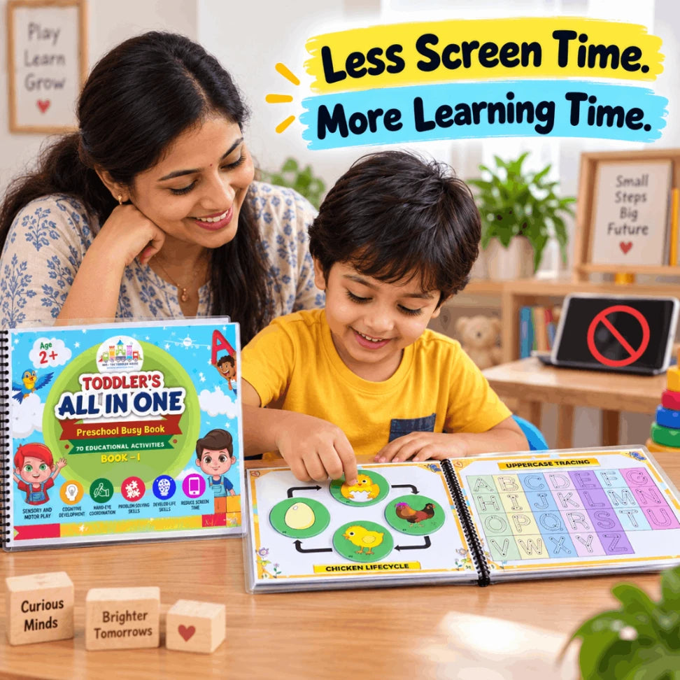 All-in-One Preschool Busy Book for Toddlers | 70 Learning Activities | Montessori Learning Book for Kids 1.5–4.5 Years