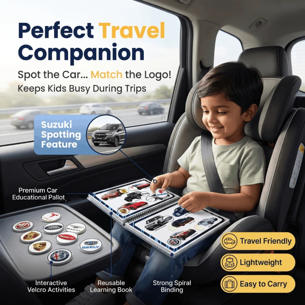 Car Logo Busy Book for Kids | 50 Car Brand Logo Matching Velcro Activity Book