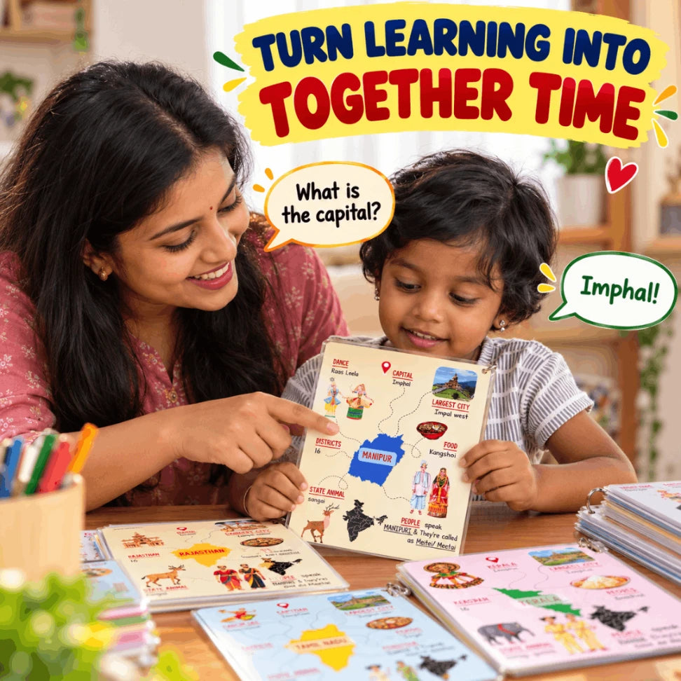 India States & Capitals Flash Cards – 36 Cards for Kids Ages 5–10 | Indian Geography & General Knowledge