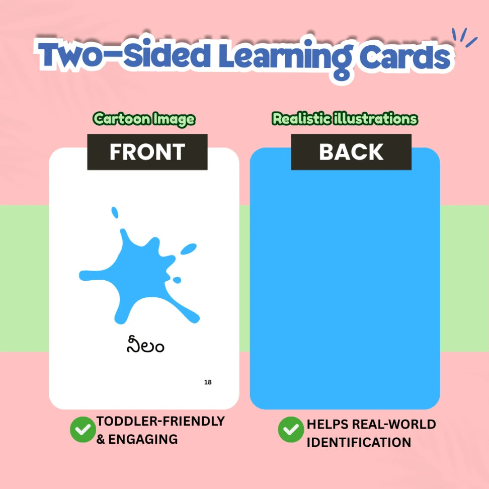 Telugu Shapes & Colors Flash Cards for Kids | Montessori Learning Cards (Ages 2–6)