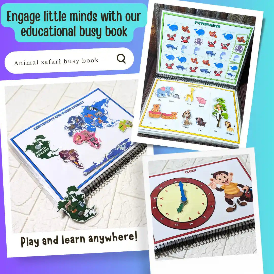 Animal safari activity book – Preschool busy book