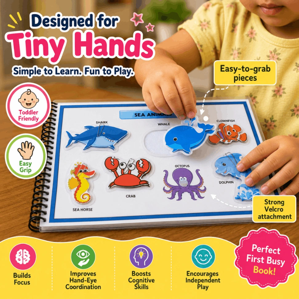 My First Activity Binder – Montessori Busy Book for Toddlers (2–4 Years) | 10 Reusable Learning Activities