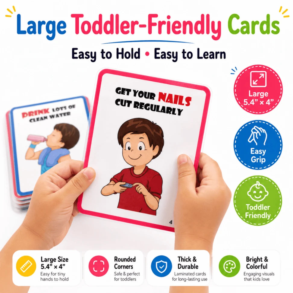 Good Habits & Manners Flashcards for Kids | 50 Laminated Learning Cards | Ages 2–6