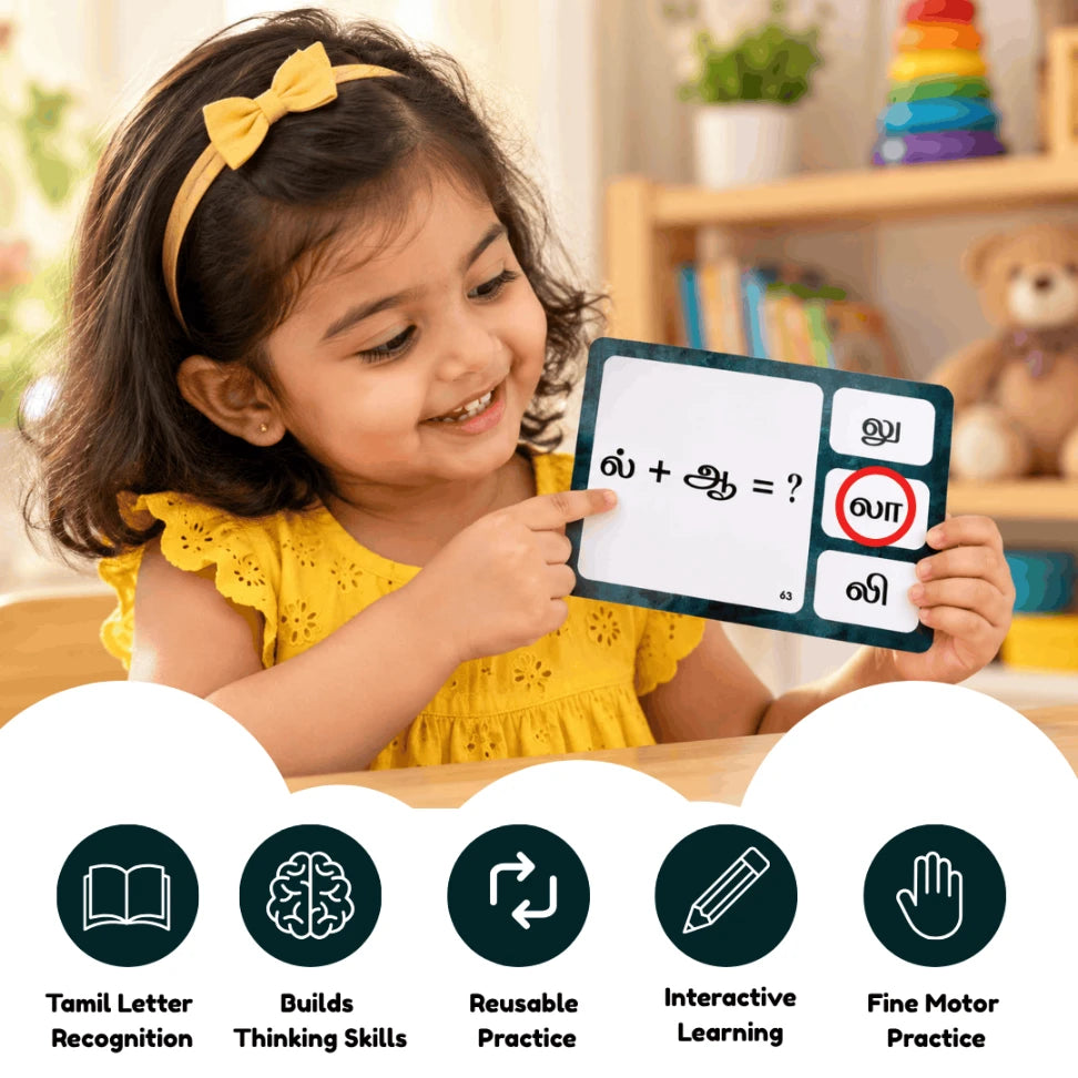 Reusable Tamil learning cards for kids