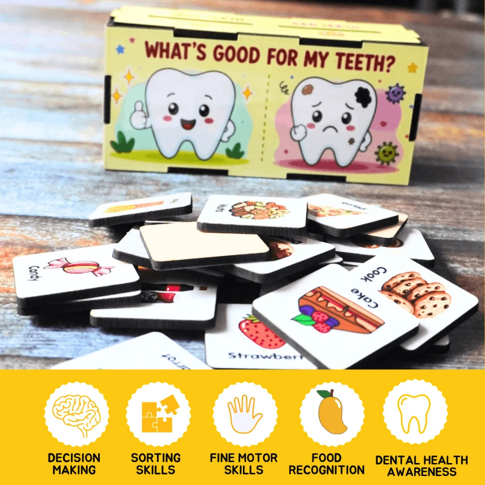 tooth friendly food sorting game for kids