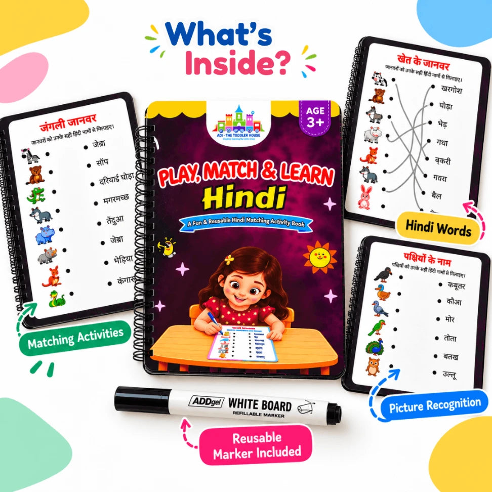 reusable Hindi learning book for preschoolers