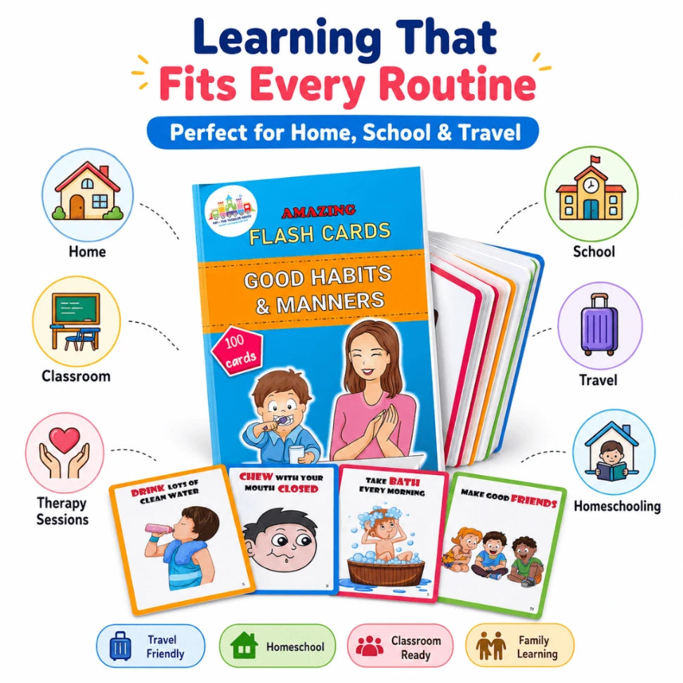 Good Habits & Manners Flashcards for Kids | 50 Laminated Learning Cards | Ages 2–6
