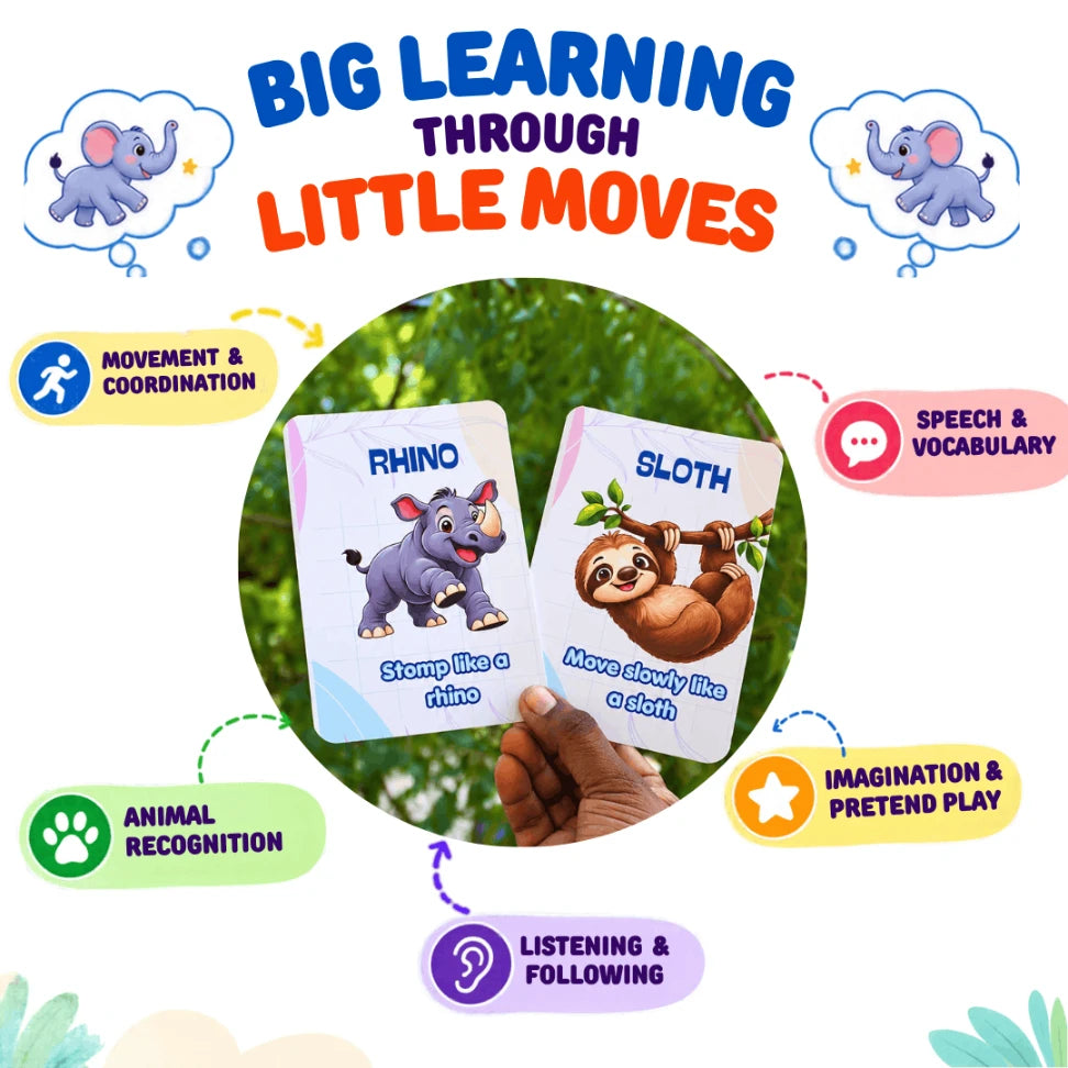 Animal action cards for preschool activities